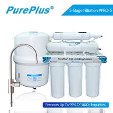 PurePlus Easy Installation 5-Stage Ultra Safe Reverse Osmosis Drinking Water Filter System RO SYSTEM RO-5 80 GPD Auto Leaking Stop Extra 2 Full Sets Of 6 Filters for 1year And 1 TDS Meter - B0796MTRQ9